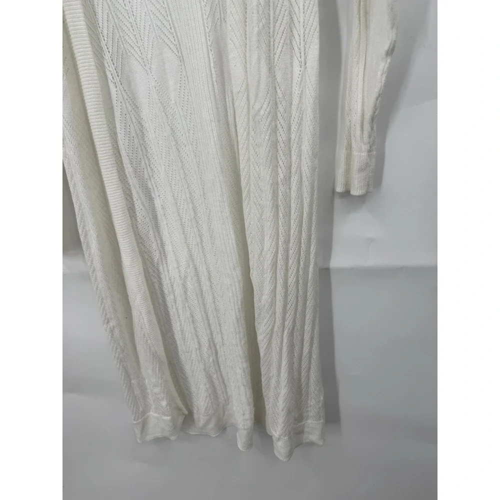 T Tahari Lightweight Open Long Cardigan Sweater Women Small White Whimsical